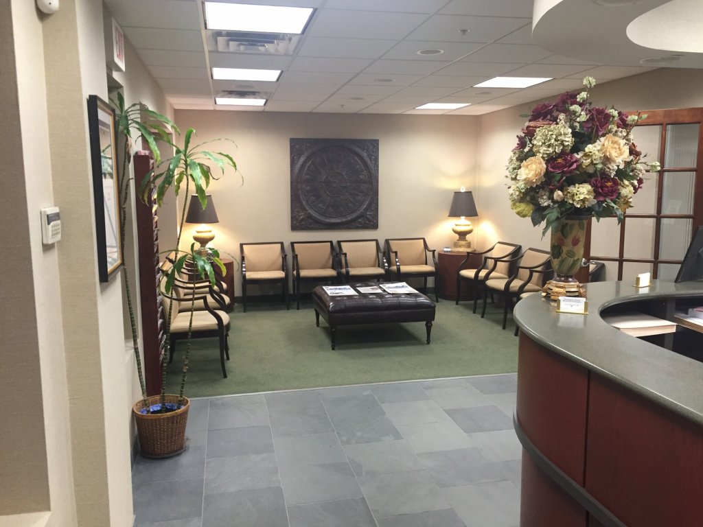 Welcome area and reception desk